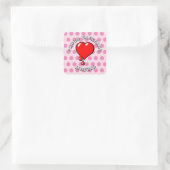 Roze Zwart Rood Bloedend Hart Liberale Polka Dot Vierkante Sticker (Tas)