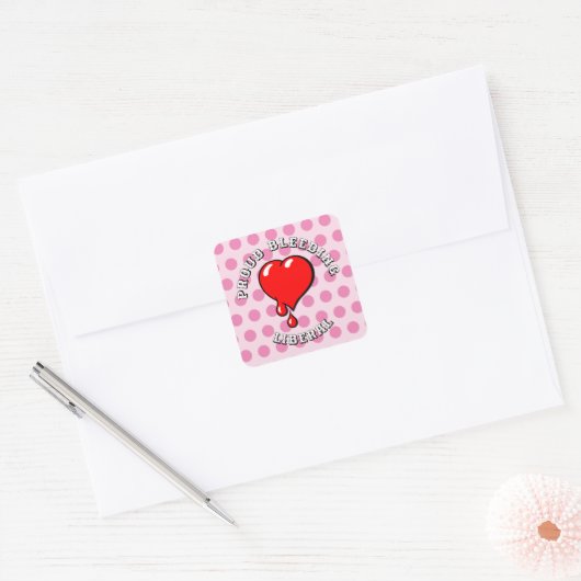 Roze Zwart Rood Bloedend Hart Liberale Polka Dot Vierkante Sticker (Envelop)