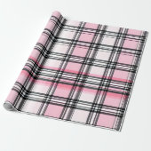 Roze Zwart Rood Geruit Patroon Cadeaupapier (Uitgerold)