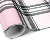 Roze Zwart Rood Geruit Patroon Cadeaupapier (Rol Hoek)