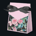 Roze Zwart Roos Floral Tea Party Cake Favor Box Bedankdoosjes<br><div class="desc">Shabby Chic Roze Zwart Roos Floral Tea Party Cake Favor Boxes. Ontworpen op basis van een van mijn aquarelschilderijen.</div>