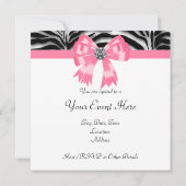 Roze Zwart Roze Zebraparty Uitnodiging Template (Achterkant)