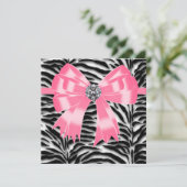 Roze Zwart Roze Zebro Party Uitnodiging Template (Staand voorkant)