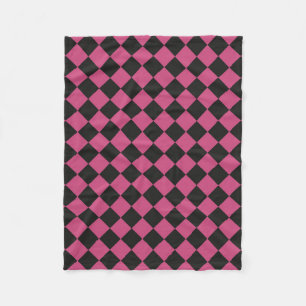 Roze Zwart Ruitjes Diamant Patroon Fleece Deken