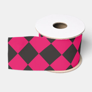 Roze Zwart Ruitjes Diamant Patroon Grosgrain Lint