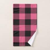Roze & Zwart Rustieke Buffel Plaid Geruite Cheques Bad Handdoek (Handdoek)