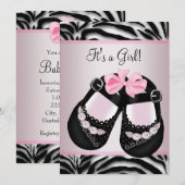 Roze Zwart Schoenen Roze Zebra Baby shower Kaart (Voorkant / Achterkant)