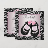 Roze Zwart Schoenen Roze Zebra Baby shower Kaart (Voorkant / Achterkant)