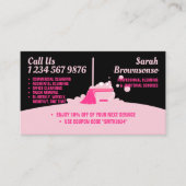 Roze Zwart Schoonmaak Service Maid Janitorial Coup Visitekaartje (Voorkant)
