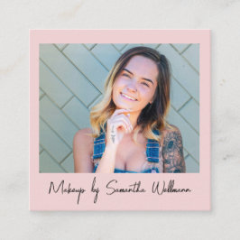 Roze Zwart Schrift Foto Make-up Visitekaartje