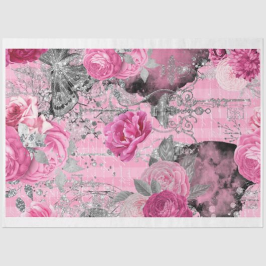 Roze & Zwart Shabby Glam Couture 5 Decoupage Papie Tissuepapier (Voorkant)
