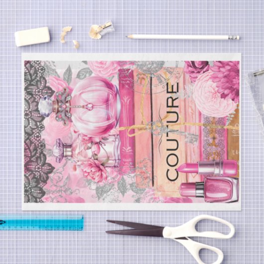Roze & Zwart Shabby Glam Couture decoupage Papier (Craft)