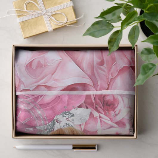 Roze & Zwart Shabby Glam Jurk Decoupage Papier (Geschenk)