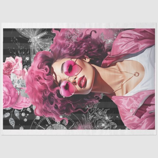 Roze & Zwart Shabby Glam SG2 Decoupage Papier (Voorkant)