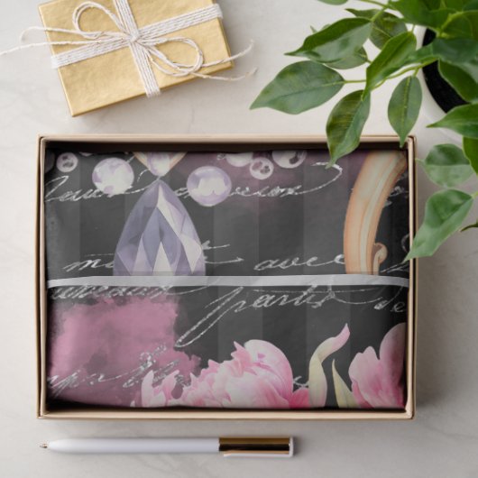 Roze & Zwart Shabby Glam Tafel Decoupage Papier (Geschenk)