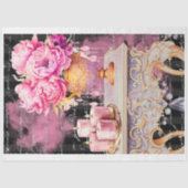 Roze & Zwart Shabby Glam Tafel Decoupage Papier (Voorkant)