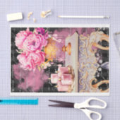 Roze & Zwart Shabby Glam Tafel Decoupage Papier (Craft)