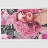 Roze & Zwart Shabby Glam Vrouw Decoupage Papier (Voorkant)