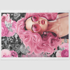 Roze & Zwart Shabby Glam Vrouw Decoupage Papier