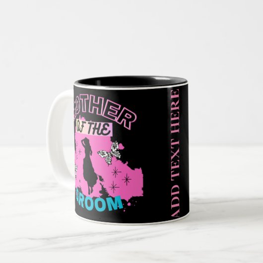 Roze & Zwart Silhouet Moeder van de bruidegom Tweekleurige Koffiemok (Voorkant links)