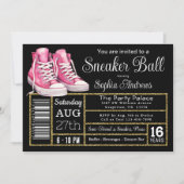 Roze Zwart Sneaker Bal Verjaardagsfeest Schoenenla Kaart (Voorkant)