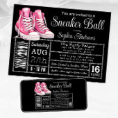 Roze Zwart Sneaker Bal Verjaardagsfeest Schoenenla Kaart