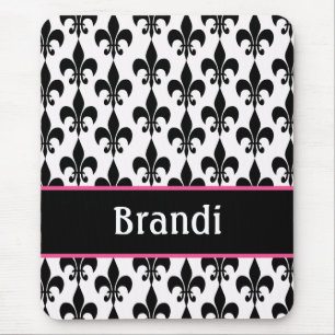 Roze zwart, speciaal gepersonaliseerd Fleur de Lis Muismat
