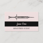 Roze Zwart Spuit Medisch Verpleegkundige Visitekaartje (Voorkant)