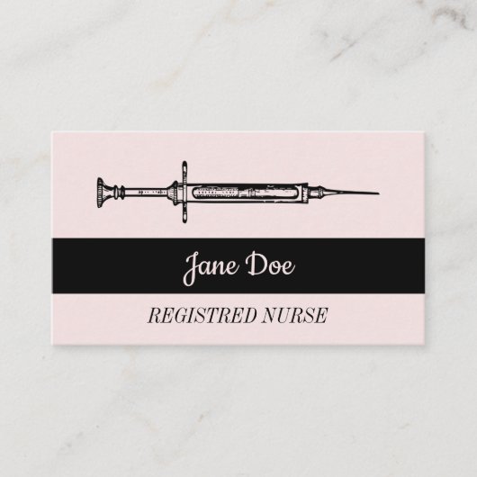  Roze Zwart Spuit Medisch Verpleegkundige Visitekaartje (Voorkant)