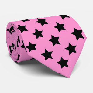 Roze zwart sterren tegelpatroon stropdas