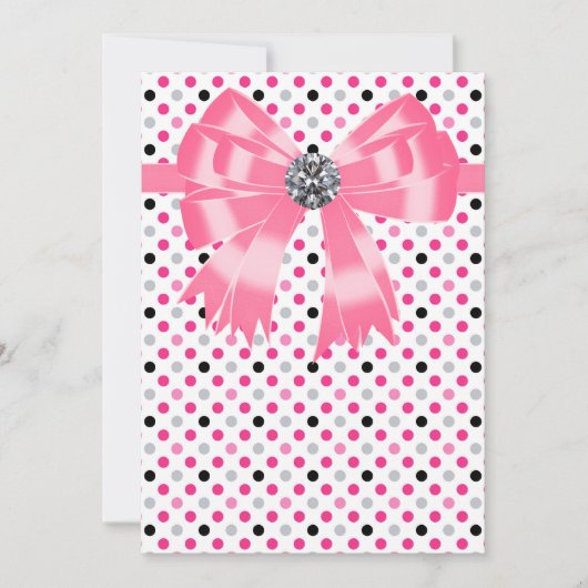 Roze Zwart Stippen Uitnodiging Template (Voorkant)