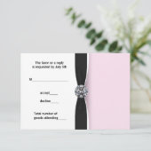 Roze Zwart Sweet 16 Verjaardagsfeest RSVP (Staand voorkant)