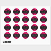 Roze Zwart Swirl Damask Bruiloft Dank u Labels (Vel)