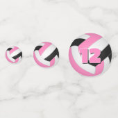 Roze Zwart Team Kleuren Meisjes Volleybal Party Confetti (Voorkanten)