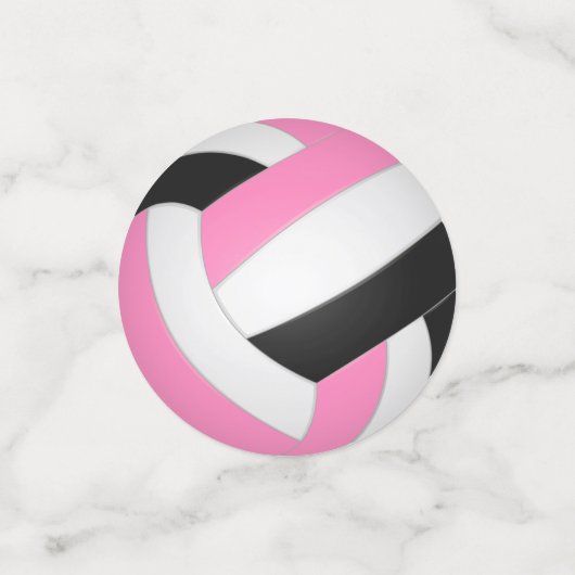 Roze Zwart Team Kleuren Meisjes Volleybal Party Confetti (Kleine voorkant)