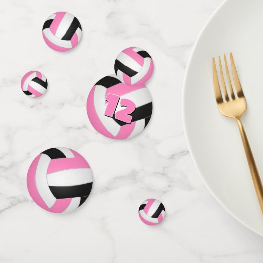 Roze Zwart Team Kleuren Meisjes Volleybal Party Confetti (Groep)