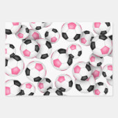 Roze Zwart Team Kleuren Voetbal 3 PC Variëteit Inpakpapier Vel (Voorkant)