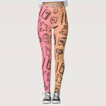 Roze zwart Textiel Abstract Patroon Leggins