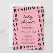 Roze Zwart Trendy Modern Baby shower Uitnodiging (Voorkant)
