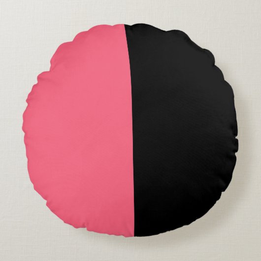 Roze Zwart Twee kleuren Tone Half Split Rond Kussen (Voorkant)