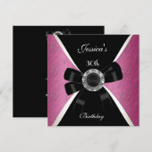 Roze Zwart Uitnodiging Wit 30e Verjaardag 2 (Voorkant / Achterkant)