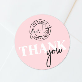 Roze Zwart Uw Logo Bedankt Ronde Sticker