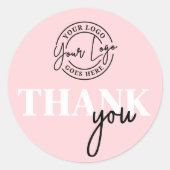 Roze Zwart Uw Logo Dank U Ronde Sticker (Voorkant)
