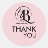 Roze Zwart Uw Logo Dank U Ronde Sticker (Voorkant)