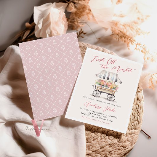 Roze Zwart Van De Markt Bruids Douche Uitnodiging