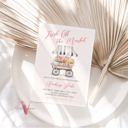 Roze Zwart Van De Markt Bruids Douche Uitnodiging