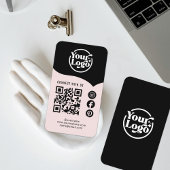 Roze Zwart Verbind Met Ons QR Code 3 Social Media Visitekaartje