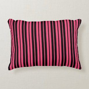 Roze Zwart Verticaal Stripes Patroon Ontwerp Accent Kussen