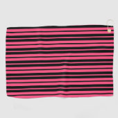 Roze Zwart Verticaal Stripes Patroon Ontwerp Golfhanddoek (Horizontaal)