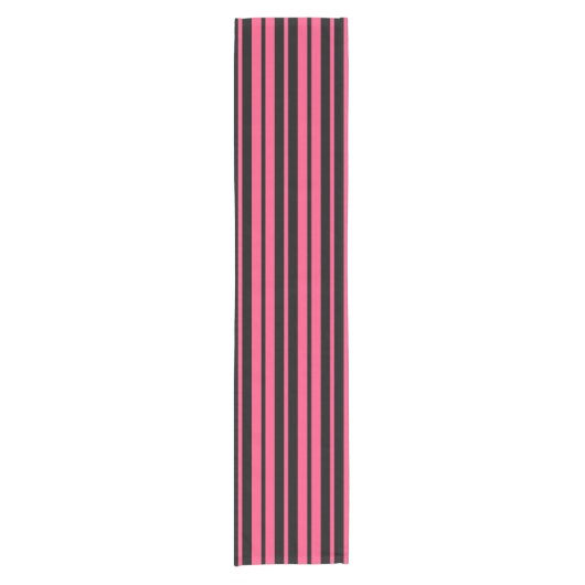 Roze Zwart Verticaal Stripes Patroon Ontwerp Korte Tafelloper (Voorkant)